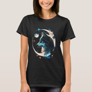 T-shirt Wolf Moon Galaxy Espace Art Cool Wolves Idée cadea
