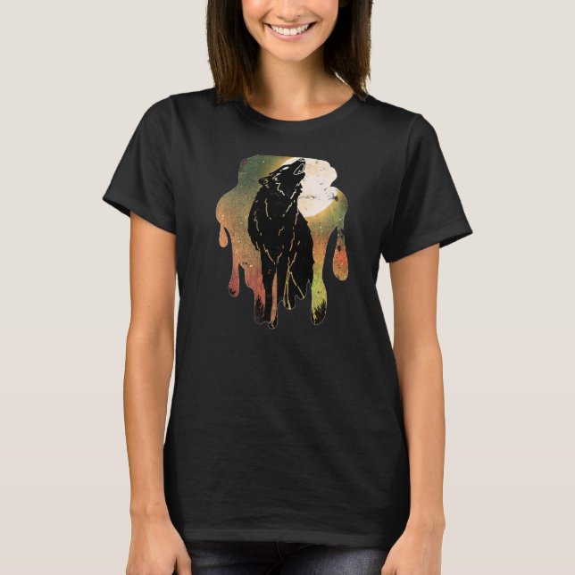 T-shirt Wolf Moon Howling (Devant)