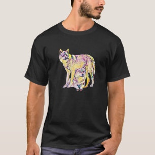 T-shirt Wolf Moon Motif Pack Wild Lupus Colorful Wolf 3