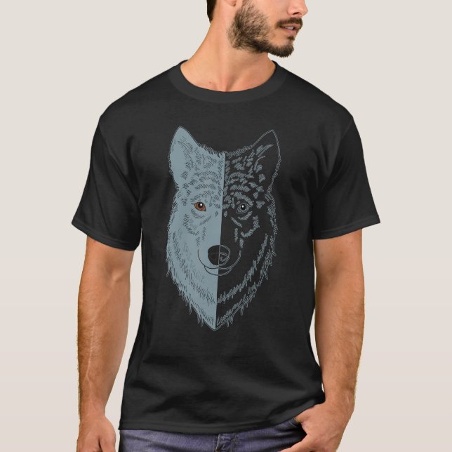 T-shirt Wolf Motif Predateur face Wolfs 1 (Devant)