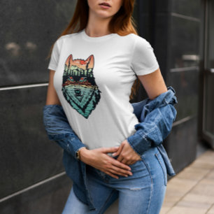 T-shirt Wolf On Forest Arrière - plan