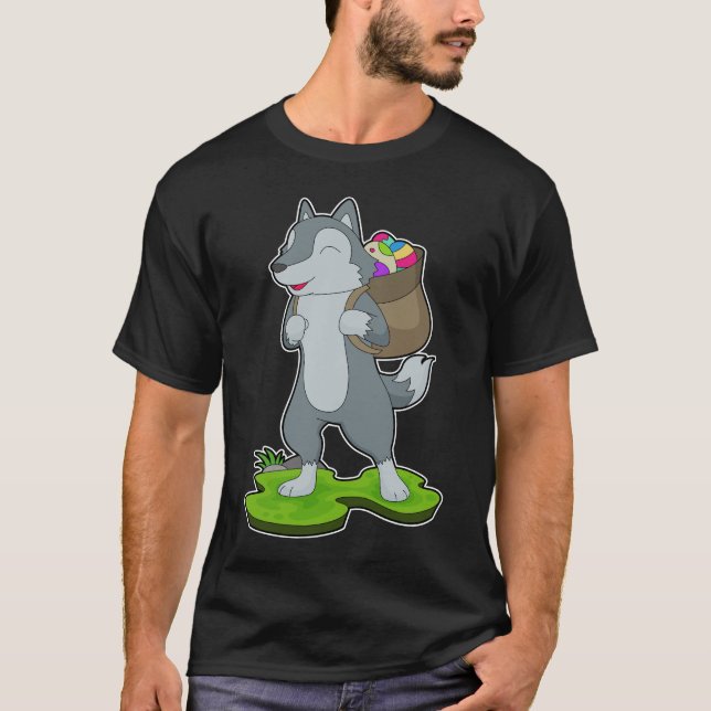 T-shirt Wolf Pâques oeufs de Pâques sac à dos (Devant)