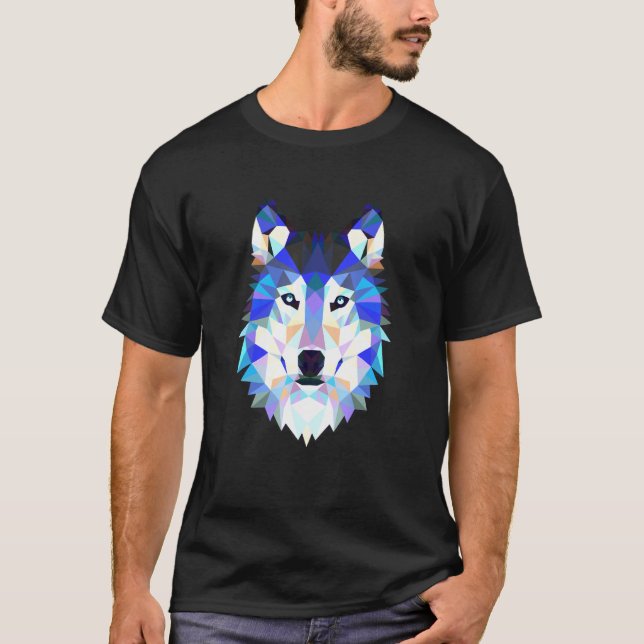 T-shirt Wolf polygonal géométrique Husky (Devant)