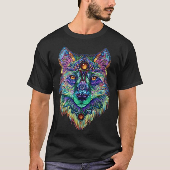 T-shirt Wolf psychédélique (Devant)