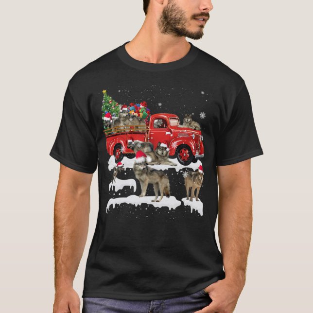T-shirt Wolf Riding Camion Rouge Joyeux Noël X mas awesom (Devant)