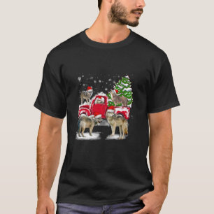 T-shirt Wolf Riding Camion Rouge Joyeux Noël X mas Ugly L