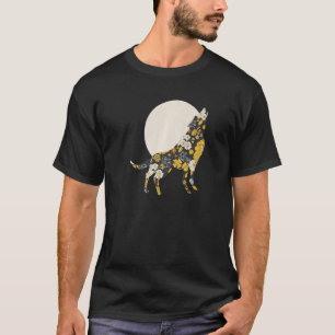 T-shirt Wolf Silhouette Fleur Motif Chien amis