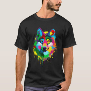 T-shirt Wolf Splash Artwork Hunter Amoureux des animaux de