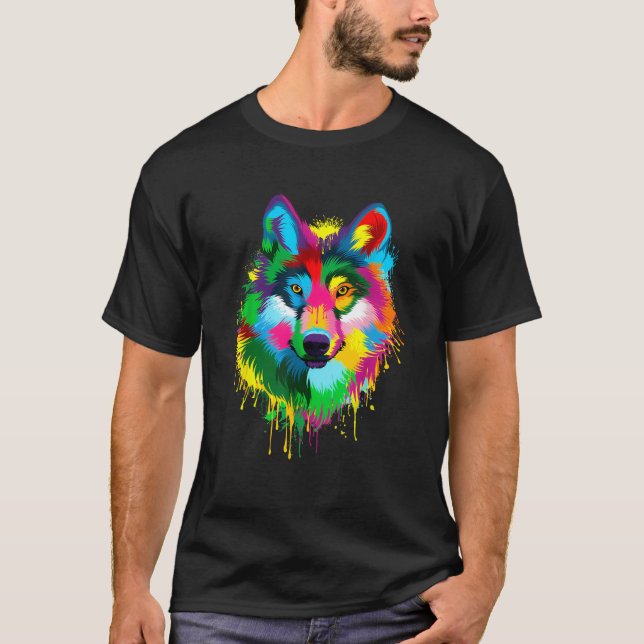 T-shirt Wolf Splash Artwork Hunter Amoureux des animaux de (Devant)