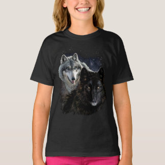 T-shirt Wolf Star Wolf Wild Moon Stars Loyal Grey Wolf