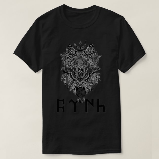 T-shirt Wolf Turk Ancien Inscription Tengri Ancien Turc (Design devant)