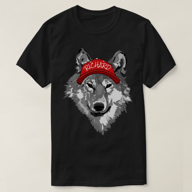 T-shirt Wolf White&Black Red Baseball Nom du Casquette Équ (Design devant)