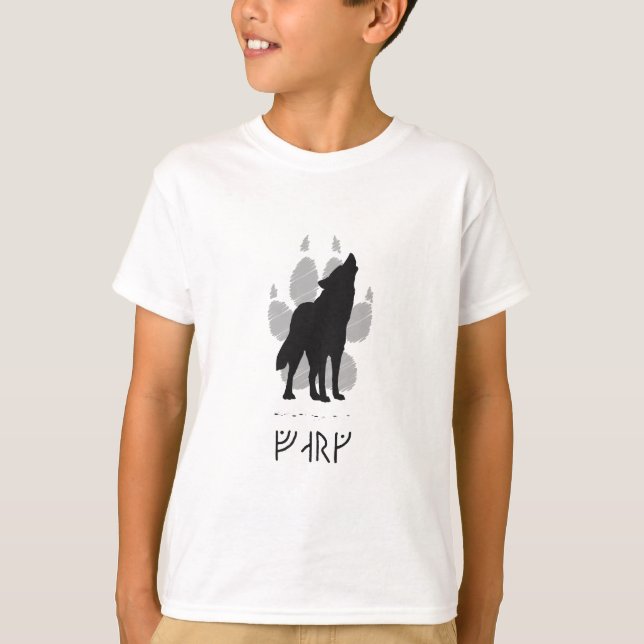 T-shirt Wolf with viking rune (Devant)