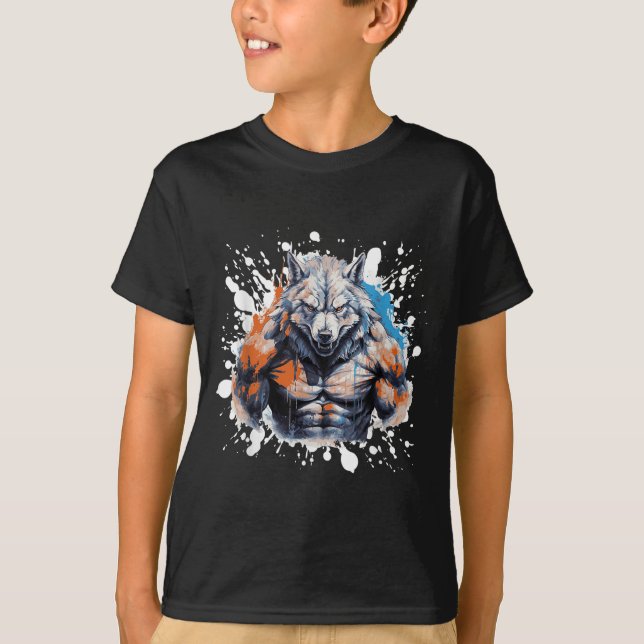 T-shirt Wolf Workout Gym Fighter Bodybuilder  (Devant)