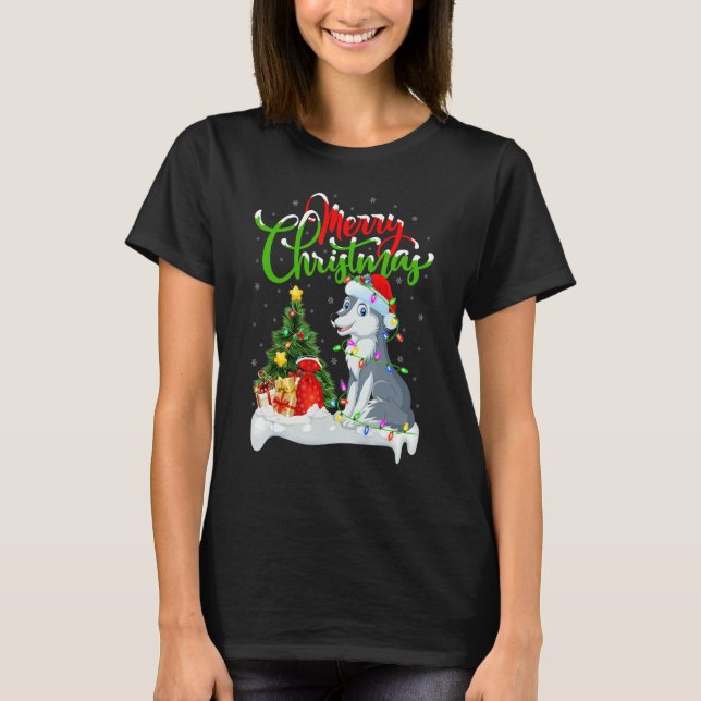 T-shirt Wolf   Xmas Decorations Santa Wolf Christmas (Devant)