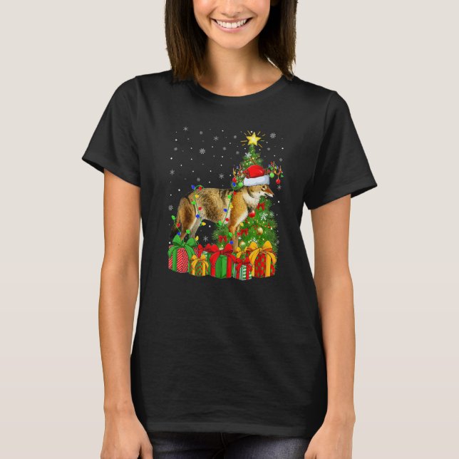 T-shirt Wolf  Xmas Holiday Santa Wolf Christmas Tree (Devant)