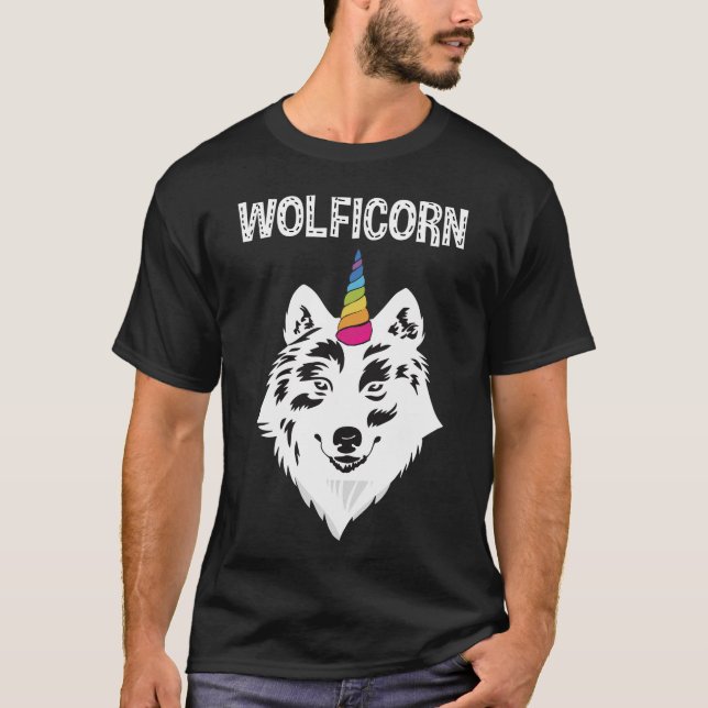 T-shirt Wolficorn Unicorn Pour La Fête (Devant)