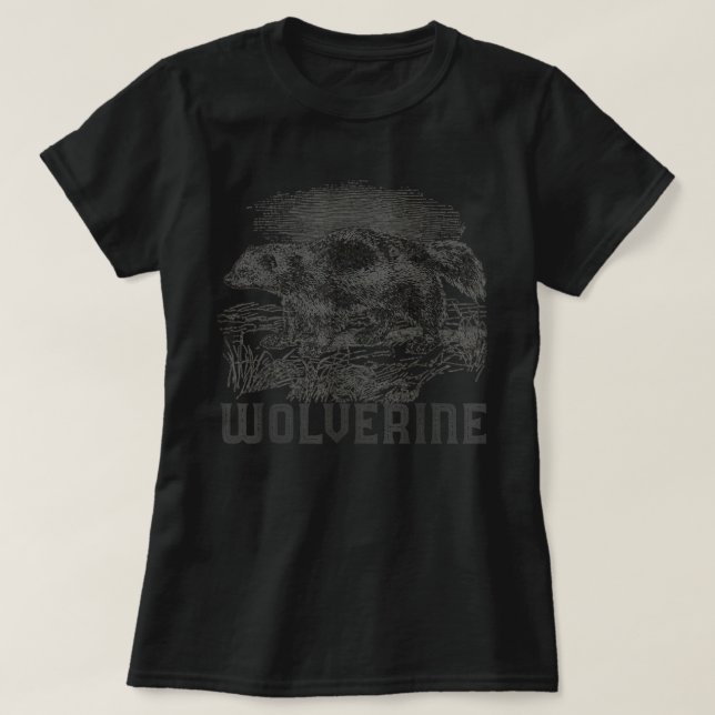 T-shirt Wolverine Art Animal sauvage Ours de peau Mammifèr (Design devant)