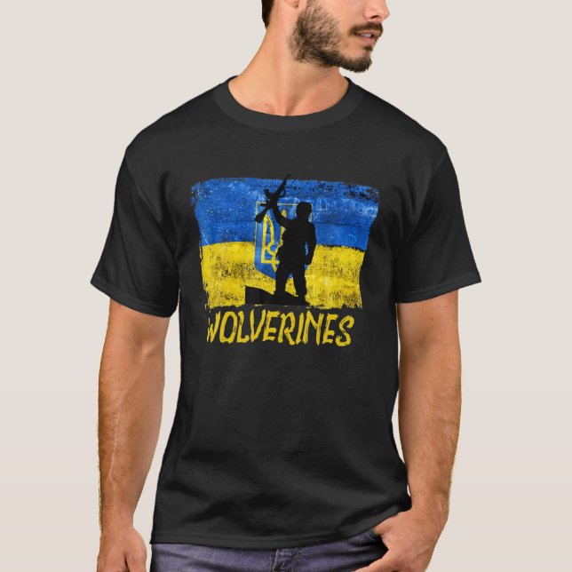 T-shirt Wolverines Soutenez l'Ukraine, Ukraine Wolverines  (Devant)