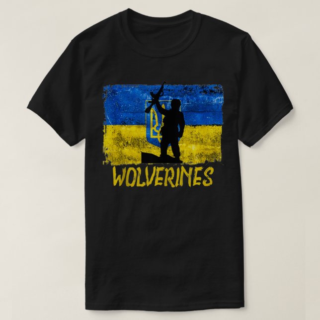 T-shirt Wolverines Soutenez l'Ukraine, Ukraine Wolverines  (Design devant)