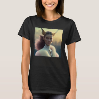 T-shirt Woman Fantasy Magical Golden Wings Feathery Fluffy