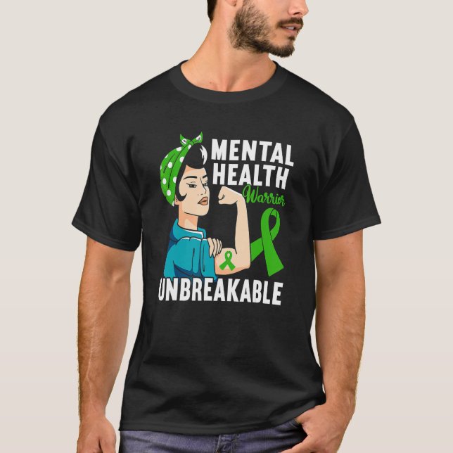 T-shirt Woman Warrior Green Ribbon Sensibilisation à la sa (Devant)