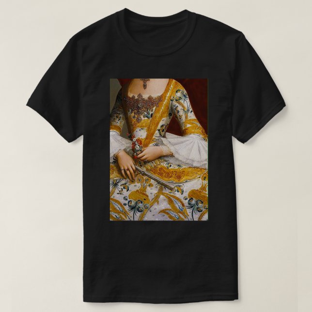 T-shirt Woman With Embroidered Dress Renaissance Painting (Design devant)