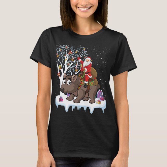 T-shirt Wombat Lover Xmas Cadeau Père Noël Riding Wombat C (Devant)