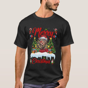 T-shirt Wombat Xmas Arbre Éclairage Santa Hat Wombat Noël