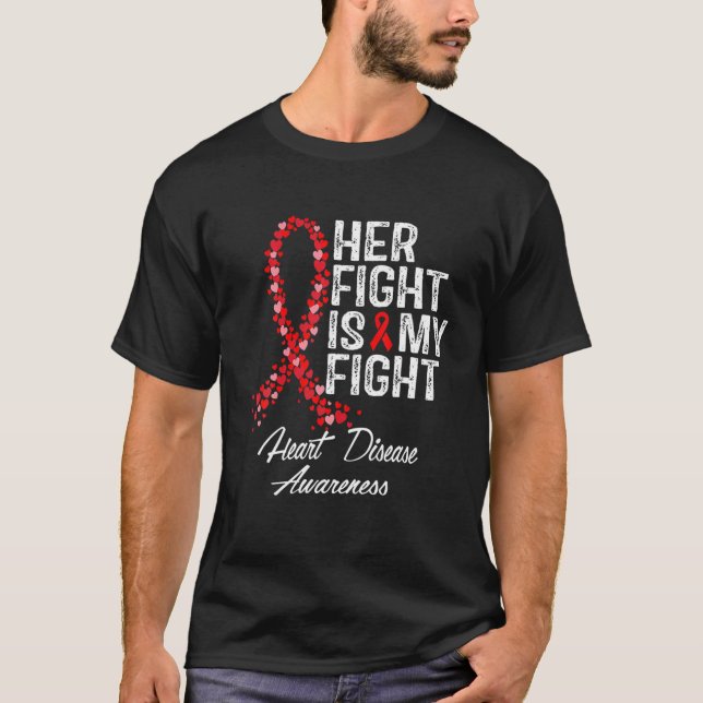 T-shirt Women Hand Her Fight Is My Fight Red Heart Disease (Devant)