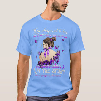 T-shirt Women Purple Ribbon Butterfly Fibromyalgia Awarene
