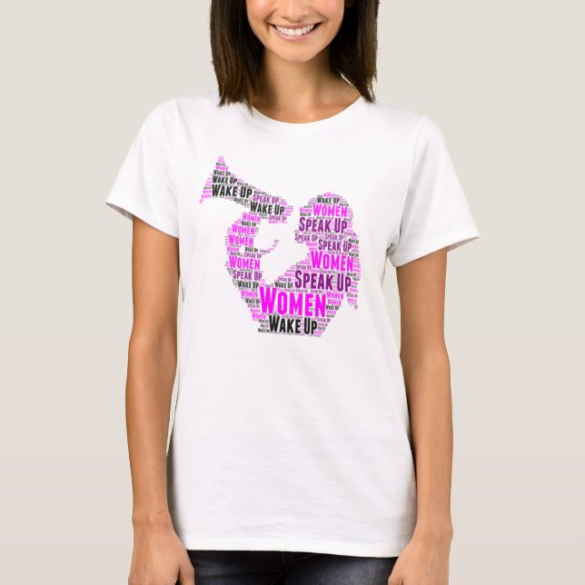 T-Shirt Women Wake Up Speak Up pink black (Front)
