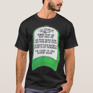 T-shirt Women want me, Fish fear me Green Hat Meme Funny F