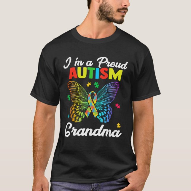 T-shirt Womens Autism Awareness Butterfly I m A Proud Auti (Devant)