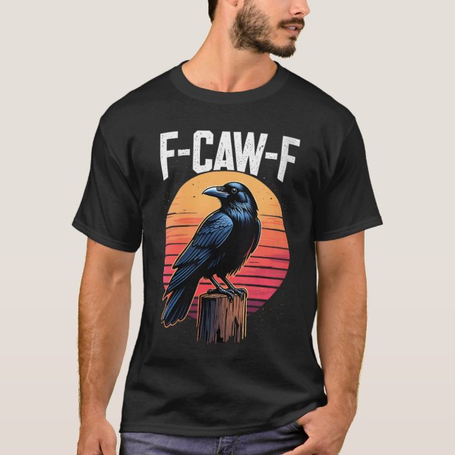 T-shirt Womens awF Black Crow Black Bird Retro Sunset Vint (Devant)
