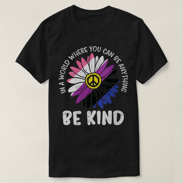 T-shirt Womens Be Kind Genre Daisy Peace Hippie Prid (Design devant)