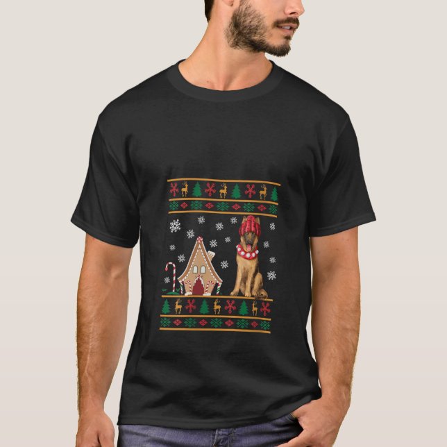 T-shirt Womens Belgian Malinois Christmas Ugly Sweater San (Devant)