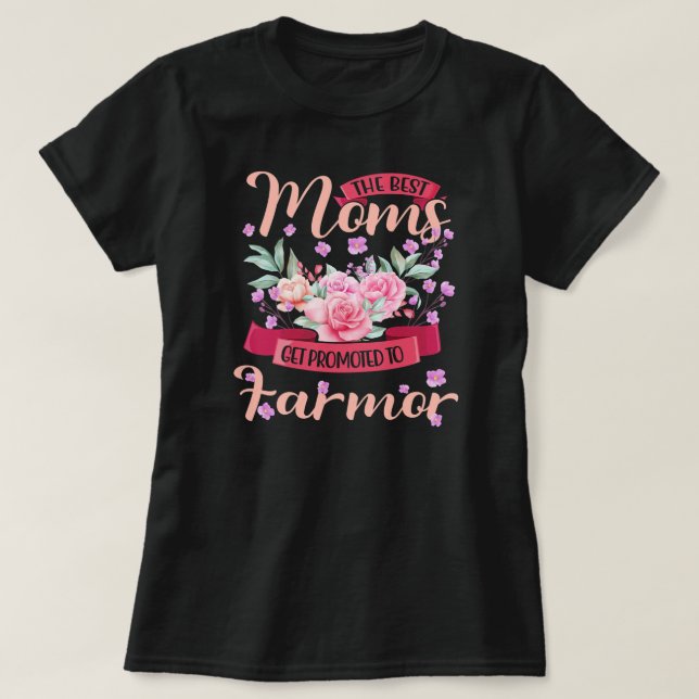 T-shirt Womens Best Moms Promoted Farmor Grandma Mothers (Design devant)