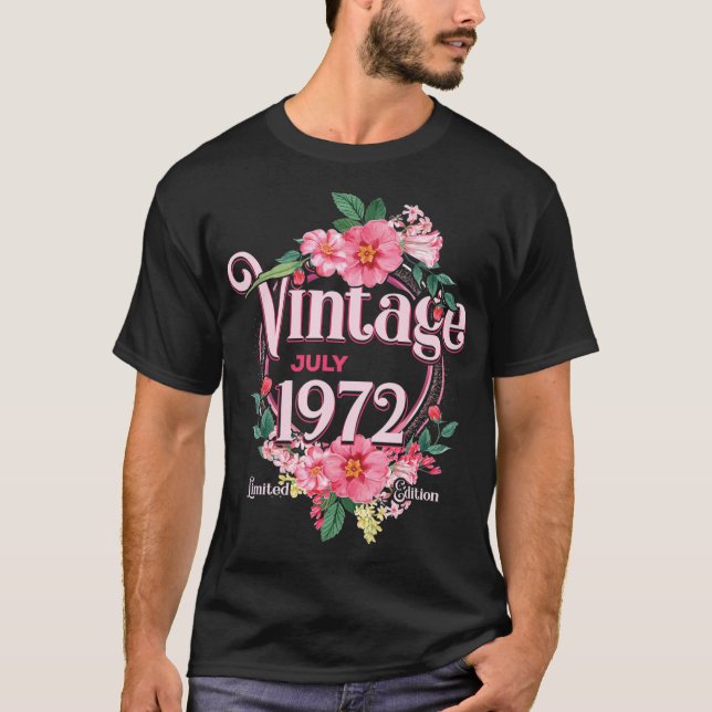 T-shirt Womens Birthday Venin Born In July 1972 Flowers Bd (Devant)