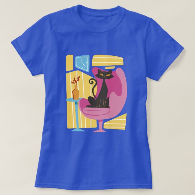 T-shirt Women's Black Cat Abstract (Design devant)