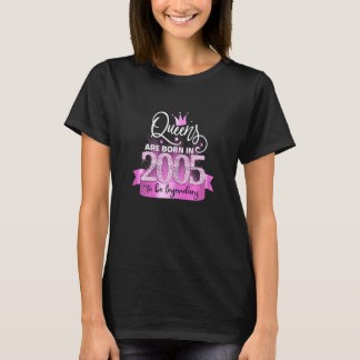 T-shirt Womens Born In 2005 I Elegant Pink Black Party Out
