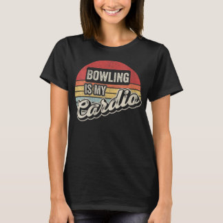 T-shirt Womens Bowling Is My Cardio Vintage Retro Funny Bo