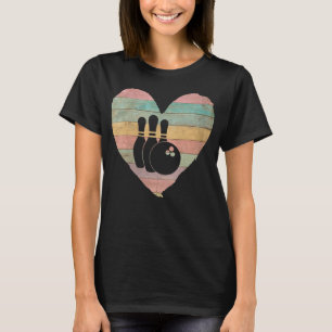 T-shirt Womens Bowling Vintage Retro Heart Bowling Venin V