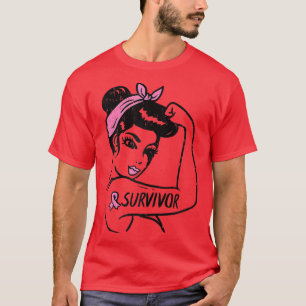 T-shirt Womens Breast Cancer Survivor Rosie Riveter Pink A