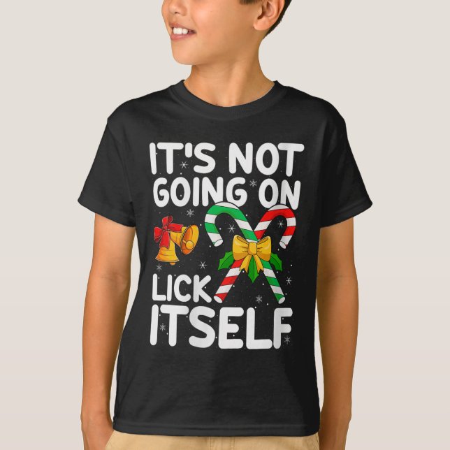T-shirt Womens Christmas Candy Cane It's Not Going To Lick (Devant)