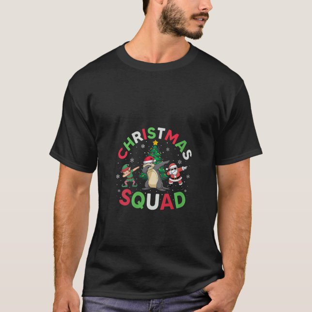 T-shirt Womens Christmas Squad Santa Sea Otter Elf Dabbing (Devant)