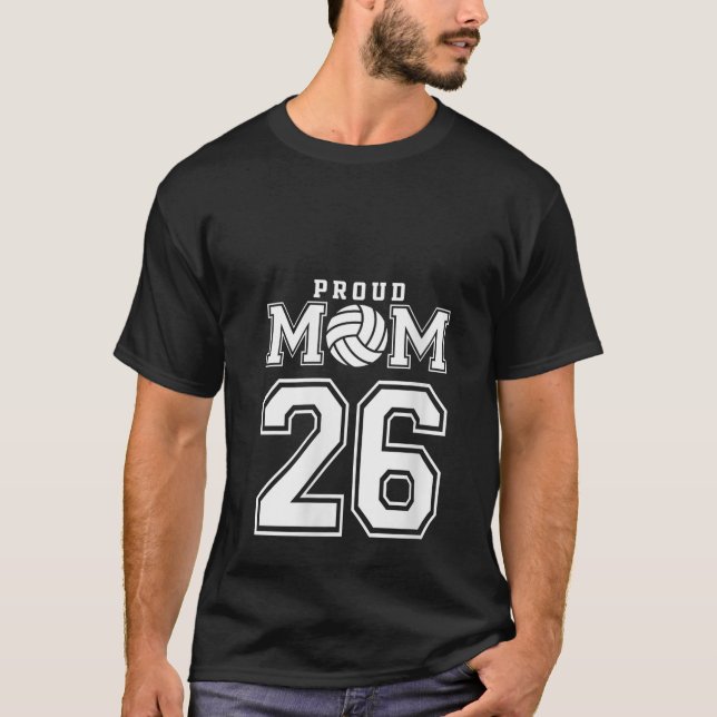 T-shirt Womens Custom Proud Volleyball Mom Number 26 Perso (Devant)