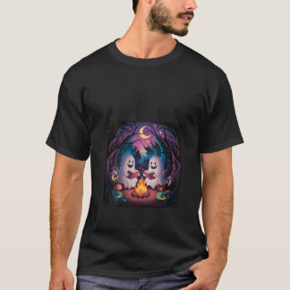 T-shirt Womens Cute Ghost Livre Lecture Camping Hall gothi