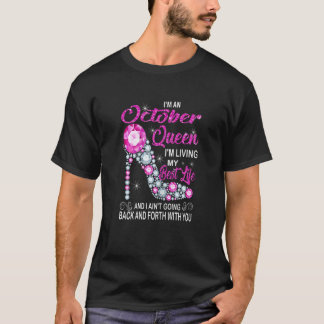 T-shirt Womens Cute Queen Was Born In October Happy Birthd