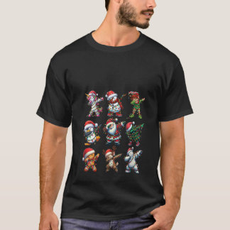 T-shirt Womens Dabbing Elf Santa Claus Friends Xmas Party